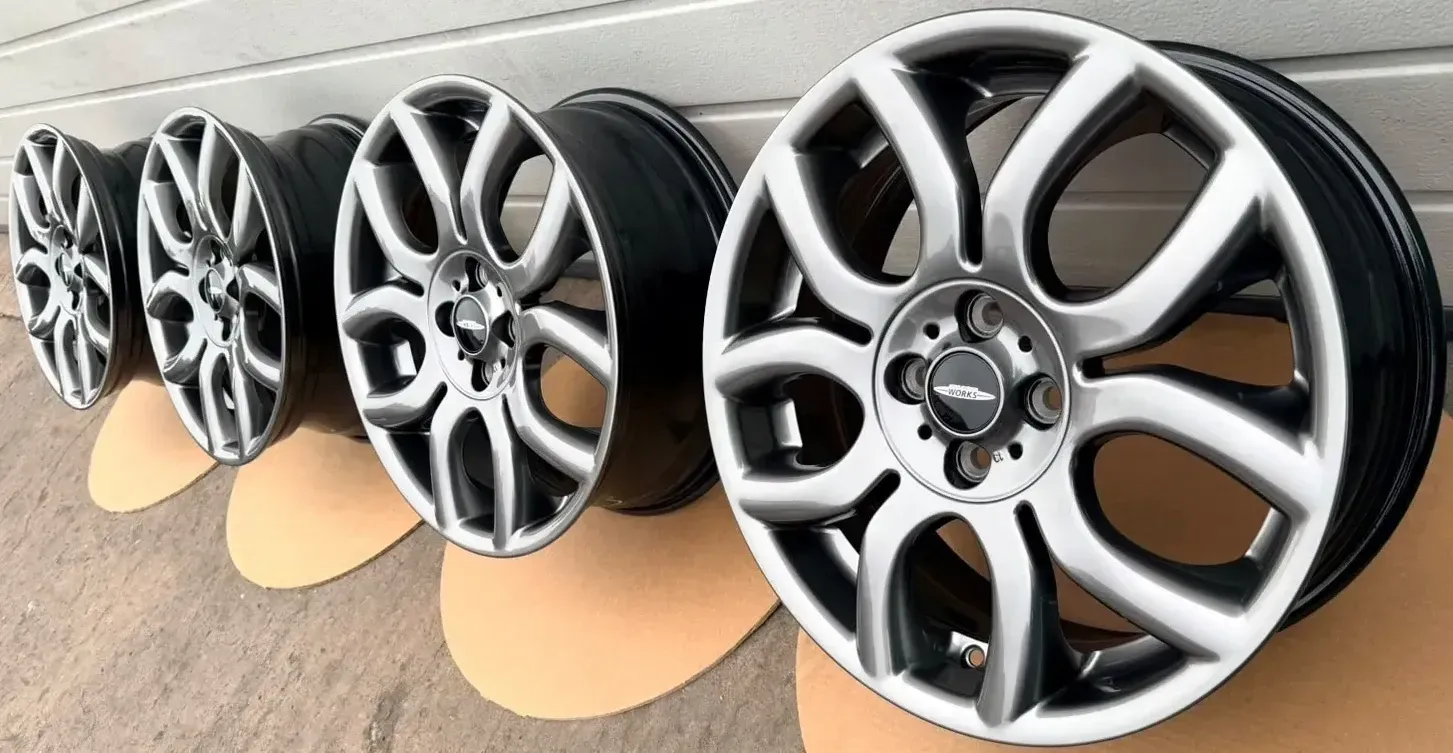 4x Original Mini R50 R52 R53 R55 R56 17 Zoll Alufelgen Flame Spoke R97 677568513 NEU - Bild 1