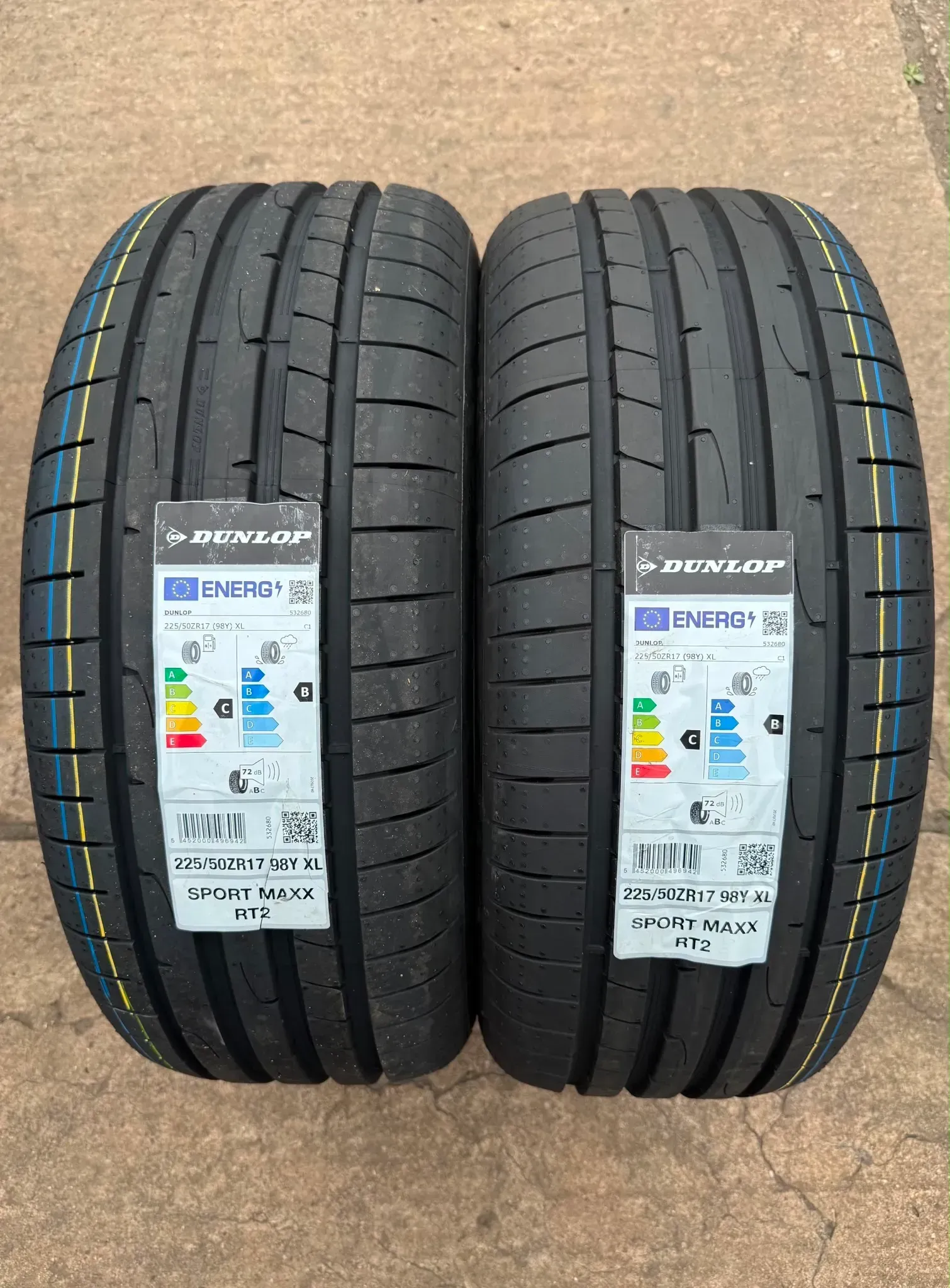 2x Sommerreifen 225/50 ZR17 98Y XL Dunlop SP Sport Maxx RT2 DOT26 NEU - Bild 1